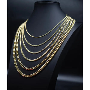 10K Real Gold Miami Cuban Link Chain Necklace and Bracelet,10K Gold Miami Cuban 2Mm - 6.8Mm, 10K Gold Chain, Real Gold Men and Women Chain