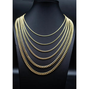 10K Real Gold Miami Cuban Link Chain Necklace and Bracelet,10K Gold Miami Cuban 2Mm - 6.8Mm, 10K Gold Chain, Real Gold Men and Women Chain