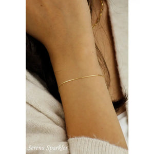10K Solid Gold Box Chain Bracelet, Box Gold Chain Bracelet, Dainty Gold Bracelet, Layering Gold Bracelet, Stackable Gold Bracelet for Women
