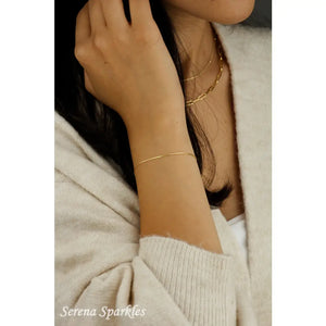 10K Solid Gold Box Chain Bracelet, Box Gold Chain Bracelet, Dainty Gold Bracelet, Layering Gold Bracelet, Stackable Gold Bracelet for Women