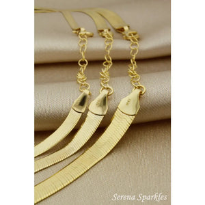 10K Solid Gold Herringbone Chain Bracelet Made in Italy, Real Gold Snake Chain Bracelet 3Mm, 4Mm, 5Mm