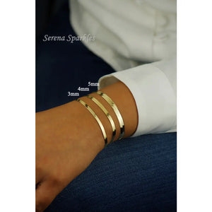 10K Solid Gold Herringbone Chain Bracelet Made in Italy, Real Gold Snake Chain Bracelet 3Mm, 4Mm, 5Mm