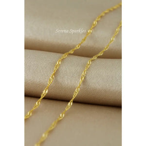 10K Solid Gold Twisted Chain Anklet, Real Gold Singapore Chain Anklet, Dainty Chain Anklet for Everyday, Gold Anklet for Women
