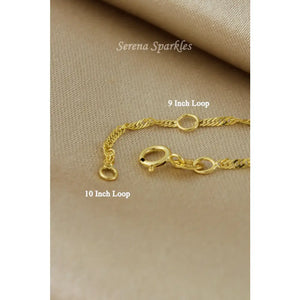 10K Solid Gold Twisted Chain Anklet, Real Gold Singapore Chain Anklet, Dainty Chain Anklet for Everyday, Gold Anklet for Women