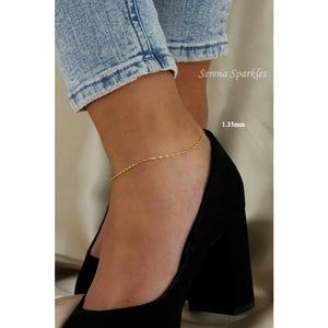 10K Solid Gold Twisted Chain Anklet, Real Gold Singapore Chain Anklet, Dainty Chain Anklet for Everyday, Gold Anklet for Women