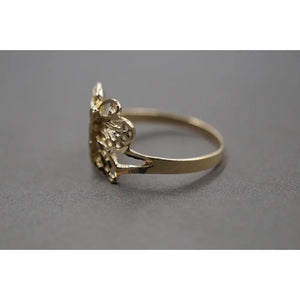 10K Solid Yellow Gold 0.45" Diamond Cut Butterfly Band Ring.