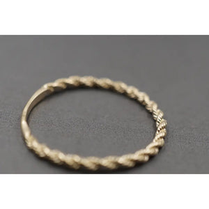 10K Solid Yellow Gold 1.6MM Dainty Rope Trim Band Ring.