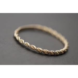 10K Solid Yellow Gold 1.6MM Dainty Rope Trim Band Ring.