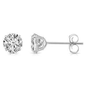 10K White Gold Classic Solitaire Stud Earrings with Pushbacks