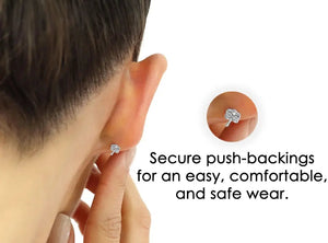 10K White Gold Classic Solitaire Stud Earrings with Pushbacks