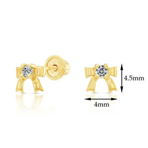 10K Yellow Gold Dainty Bow Stud Earrings