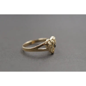 10K Yellow Gold Diamond Cut Heart Nugget Ring