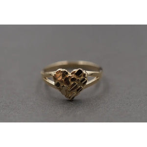 10K Yellow Gold Diamond Cut Heart Nugget Ring