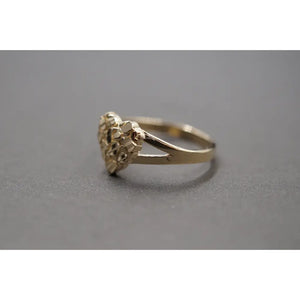 10K Yellow Gold Diamond Cut Heart Nugget Ring