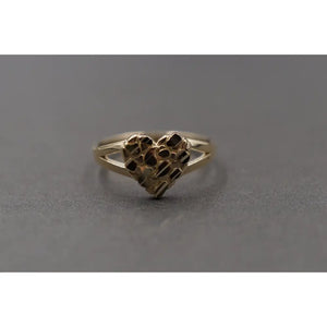10K Yellow Gold Diamond Cut Heart Nugget Ring