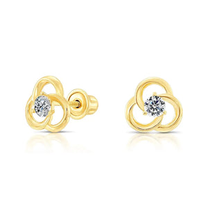 10K Yellow Gold Flower Stud Earrings