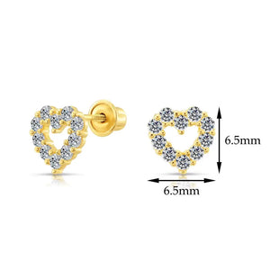 10K Yellow Gold Heart Stud Earrings