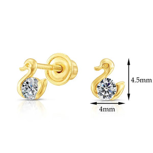 10K Yellow Gold Tiny Duck Stud Earrings