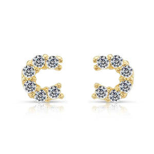 10K Yellow Gold Tiny Lucky Horseshoe Stud Earrings