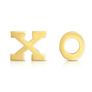 10K Yellow Gold XO Stud Earrings, Hugs and Kisses