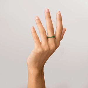 Lab Grown Green Emerald Baguette Eternity Ring NikNenz™ Premium Gold & Diamonds