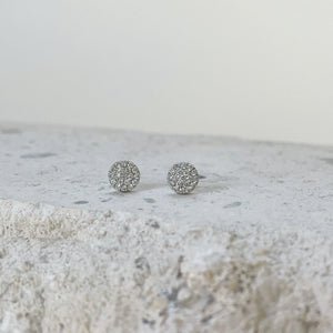 14K Solid Gold round Pave Diamond Studs