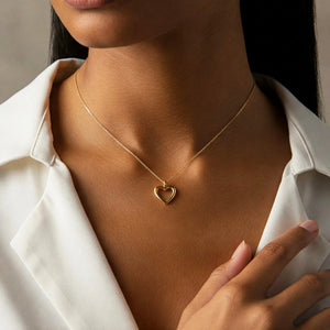 Elegant 14K Yellow Gold Heart Pendant Necklace with 18" Cable Chain.