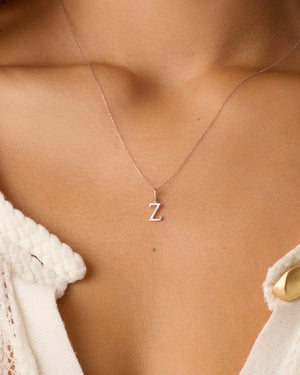 Diamond Vintage Alphabet Charm Necklace