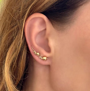 Gold Ear Climbers, Minimalist Handmade Jewelry Gift for Her