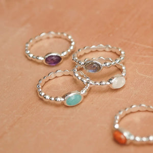 Healing Stone Bobble Ring Sterling Silver