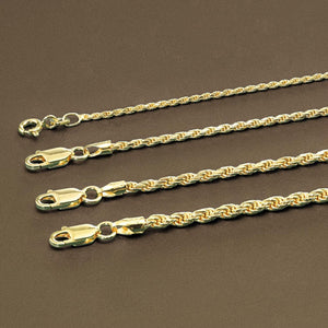 14K Gold Rope Chain Necklace – 925 Sterling Silver Dipped, Made in Italy.