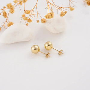 14K Gold Ball Stud Earrings 5Mm Solid Yellow Gold Studs Minimalist Everyday Jewelry Push Back Earrings Gift for Her Women