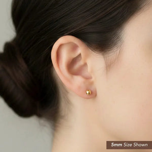 14K Gold Filled High Polished round Ball Studs, Pushback