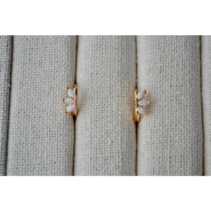 14K Gold Filled White Opal Marquise Huggie Hoop Earrings – Dreamy Gemstone Hoops for Birthdays & Everyday Luxe.