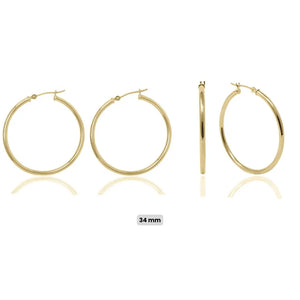 14K Gold Hoop Earrings: Minimalist Lightweight Yellow Gold