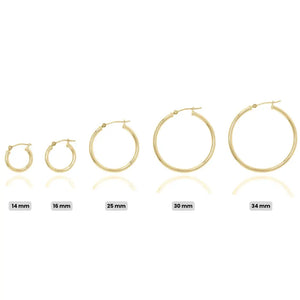 14K Gold Hoop Earrings: Minimalist Lightweight Yellow Gold