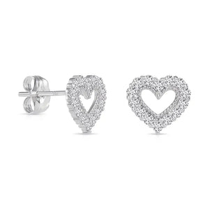 14K Gold Lab Diamond Heart Stud Earrings, 0.25Ctw