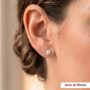14K Gold Lab Diamond Stud Earrings, CVD Brilliant-Cut Diamond Studs, Classy round Diamond Studs, Wedding & Bridal, Pushback, by TILO Jewelry