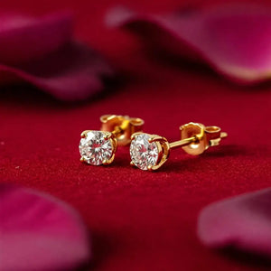 14K Gold Lab Diamond Stud Earrings, CVD Brilliant-Cut Diamond Studs, Classy round Diamond Studs, Wedding & Bridal, Pushback, by TILO Jewelry
