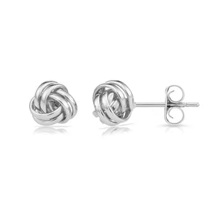 14K Gold Polished Love Knot Stud Earrings, 9Mm, Pushback Studs