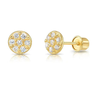 14K Gold round Stud Earrings with Screw Backings