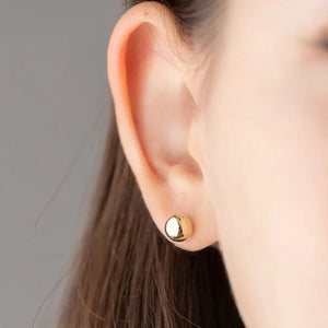 14K Real Gold High Polished Stud Earrings with Push Back Closure | Sizes: 5Mm, 6Mm, 7Mm, 10Mm | High Quality Ball Studs