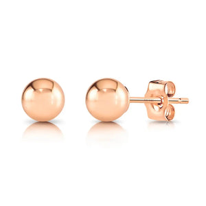 14K Rose Gold Ball Stud Earrings with Butterfly Pushbacks