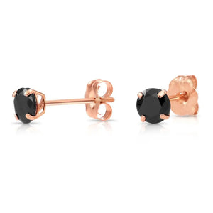 14K Rose Gold Black CZ round Studs, with Push-Backs, 4Mm
