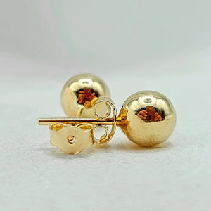 14K Solid Gold Ball Stud Earrings: Minimalist Dainty Jewelry