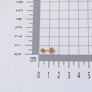 14K Solid Gold Ball Stud Earrings, Yellow Gold Ball Earrings 4Mm, Gold round Ball Stud Sleeper Earrings, Classic Jewelry