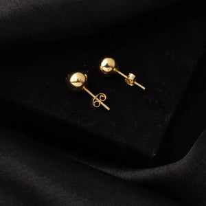 14K Solid Gold Ball Stud Earrings, Yellow Gold Ball Earrings 8Mm, Gold round Ball Stud Sleeper Earrings, Classic Jewelry