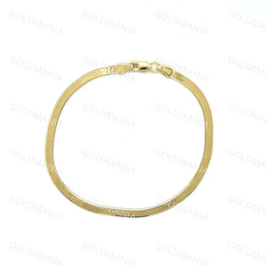 14K Solid Gold Herringbone Anklet: 3Mm Real Gold Ankle Chain