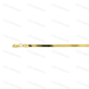 14K Solid Gold Herringbone Anklet: 3Mm Real Gold Ankle Chain