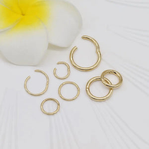 14K Solid Gold Hinged Clicker Hoop Belly Button Hoop Huggie Hoop Cartilage Earring Conch Hoop Helix Hoop Nose Hoop Tragus Clicker Hoop